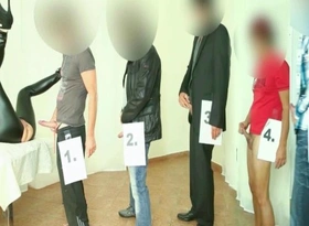 Ten rigid cocks ravage a latex-wearing MILF in a wild gangbang cumshot, on every side free hole choices for ultimate fetish fun.