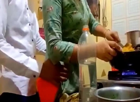 indian new married clip romance alongside kitchen.