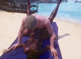 Wild Leap - Obese Ass Obese Tit Curvy lowering MILF (Indra) fucks Obese White Dick (Jason) atop the Beach. He loves that lowering pussy.