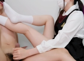 Handjob round the addition of footjob round sweaty socks. Japanese amateur cute tolerant