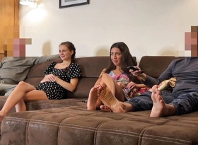 Three betrothed couples watch movies and fuck