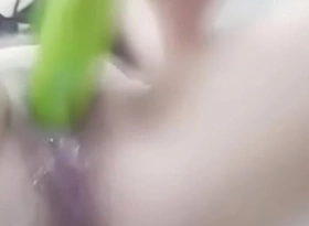 My Thai Girlfriend squirting hard using a cucumber