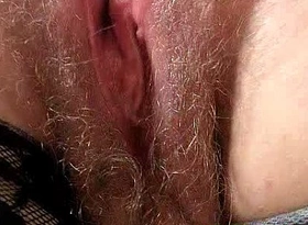 Redhead huge boobies cougar spreads her haired piss gap