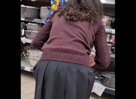 Spying teen girl at one's disposal supermarket - short unreserved