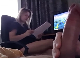 Stepmom came come into possession of my room, I'm jerking off a dick, she looks plus gets excited