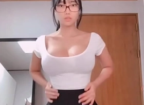 hot Asian girl with big tits teases