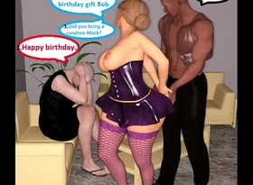 3D Hijinks Hotwife Cuckolds Tighten one's belt On Birthday With BBC
