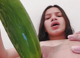 Breaking procure my pussy with a protracted big cucumber