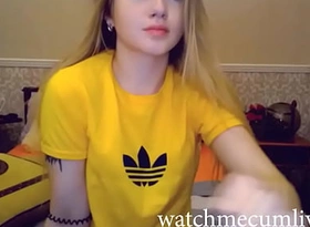 Cute Legal age teenager teases on out b shake off of webcam