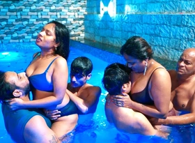Gangbang sex is full entertainment in make an issue of swimming pool