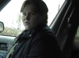 A chubby German young gentleman enjoys sucking a hard cock in the back of the car 2