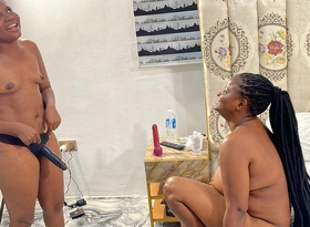 Big Black Ass African Lesbians Fuck with Strapon and Butt Plug in Her Ass Hole Until She Cum on Cowgirl Ridding