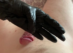 X-rated Handjob with Oil moorland Gloves