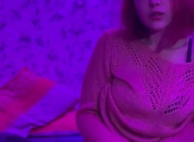 Red-haired Bitch in a Sweater Brings Herself to Orgasm