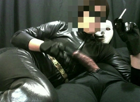 Smoking Fetish Leather Wife in Plastic Gloves Jerking Me