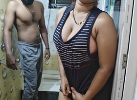 Desi Village bathroom sex husband and wife sexy boobs sexy arse niggardly healthy pussy