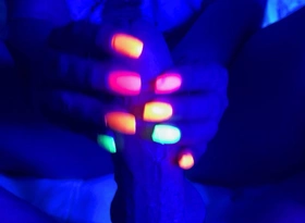Black Light Glowing Nail Handjob
