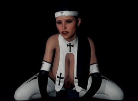 Naughty Nun Anal Dildo Ride