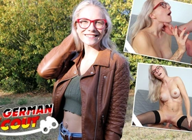 German Scout - Reconcile Blonde Glasses Girl Vivi Vallentine Pickup and Talk to Casting Fuck