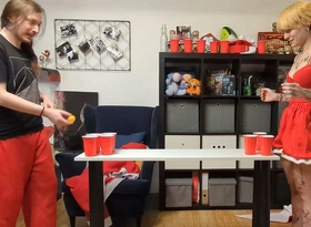 A Naughty Couple Is Playing a Relaxation of Strip Pong