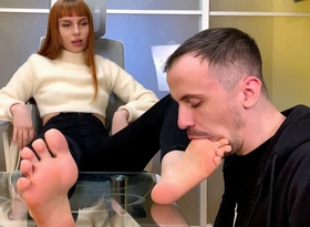Fraudulent Gagging, Toe Sucking and Feet Trample Femdom with Goddess Kira and Say no to Slave