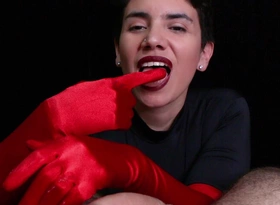Cum on Red Opera Gloves