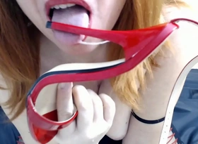 Fuck pussy with red high heel