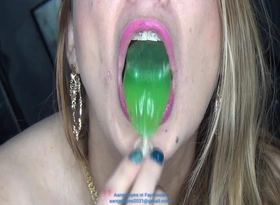Super Show! I Swallowed a Biggest Green Filled Condom!