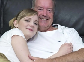 Sexy blonde bends over to win fucked by grandpa big cock