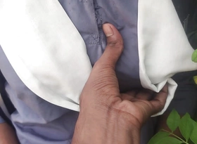 Indian schoolgirl took to rub-down the forest and rubbed her tits, gear up brought her residence and fucked her