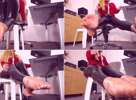 736. Smell Teacher Hands and Leather Pussy and Jerk off - Foot Fetish, JOI, JOE, Turtle Stole Sweater, Leather Leggings, Pearls