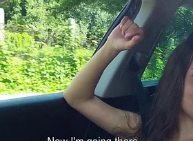 Hitchhiking teen flashing her interior